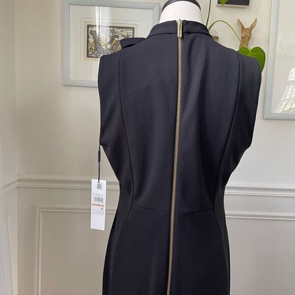 NWT Calvin Klein Sleeveless Scuba Crepe Dress Black 8 - Picture 4 of 10